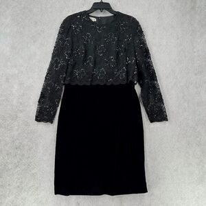 Vintage‎ Talbots Cocktail Dress Womens 12 Beaded Sequin Velvet Formal Party Gown